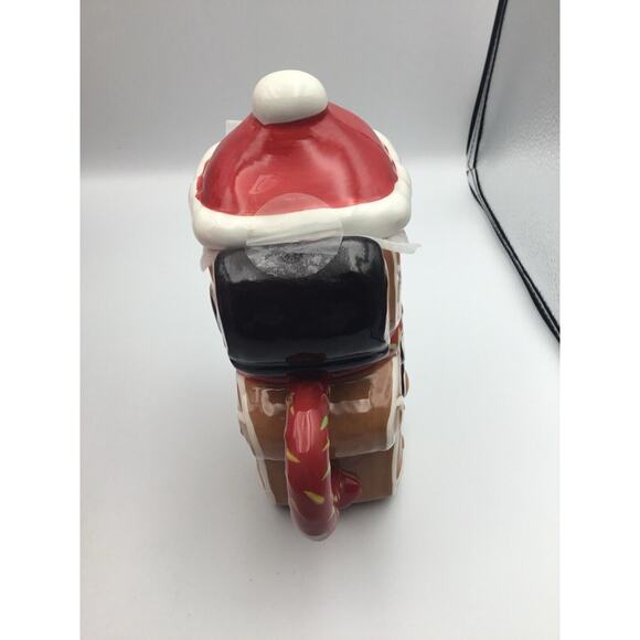 Disney Stitch Gingerbread Cookie Christmas Mug With Santa Hat Topper NEW - Picture 4 of 7